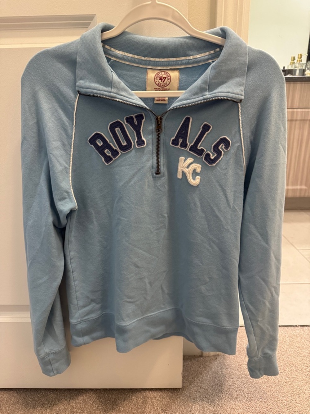 '47 Kansas City Royals Light Blue Half-Zip Sweatshirt